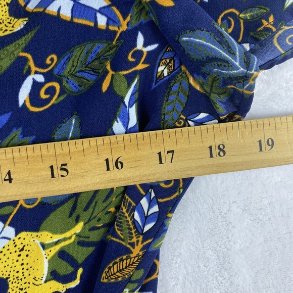 2/$30 J Crew Factory Wrap Dress 0 Navy Blue Cheetah Jungle Novelty Print Satin - Picture 10 of 13
